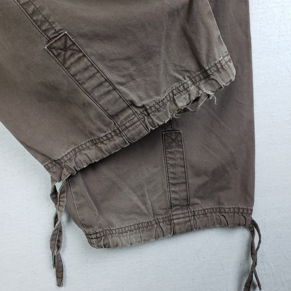 Vintage Y2K Picasso Pants Cargo Baggy Low Rise Relaxed Distressed Taupe Brown L - Picture 9 of 13